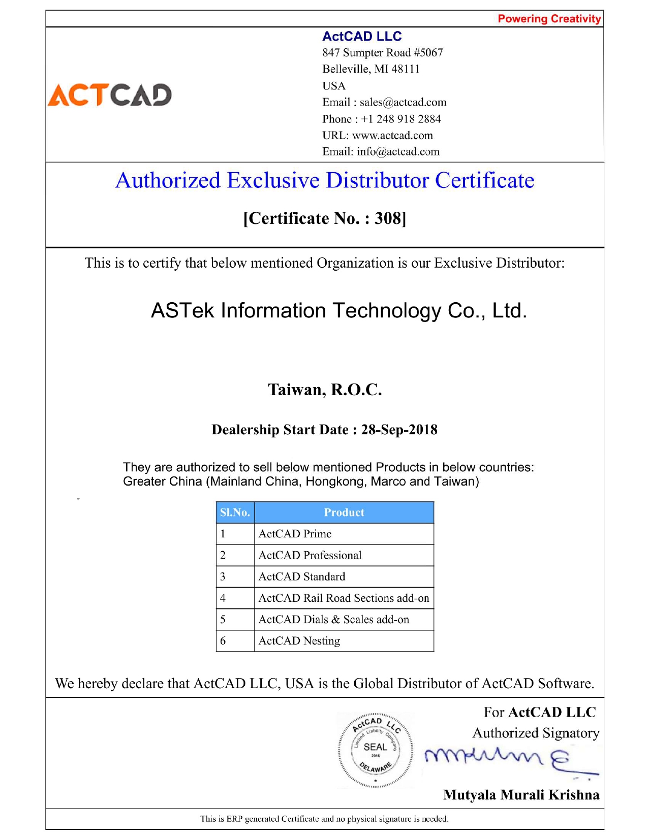 Authorization letter-ActCAD